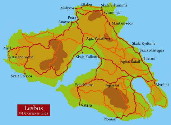Kaart Lesbos